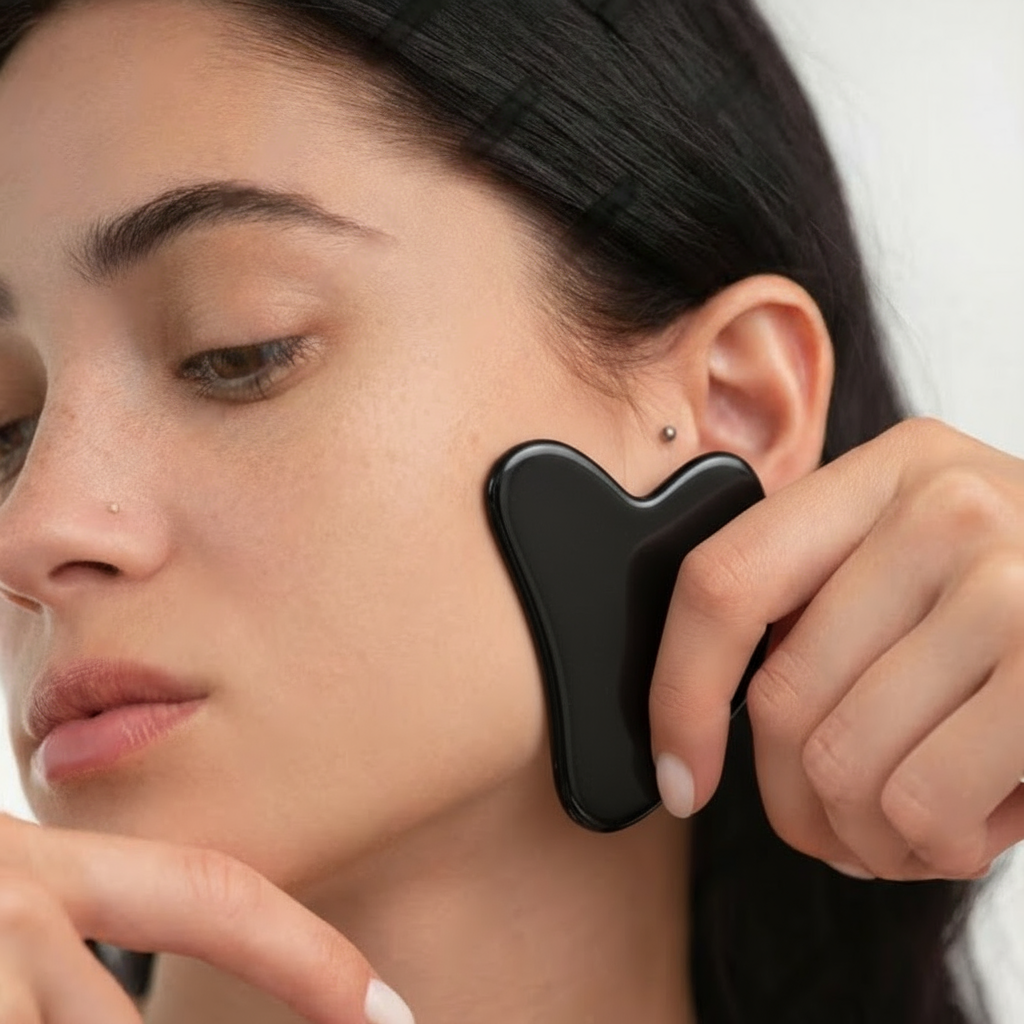 Rouleau de jade naturel & Gua Sha – Massage visage liftant, soin du cou et du corps, détente et éclat naturel